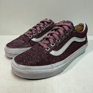 VERY GOOD Vans Women's Old Skool Orchid Pink Metallic Glitter Skate Shoe 6.5